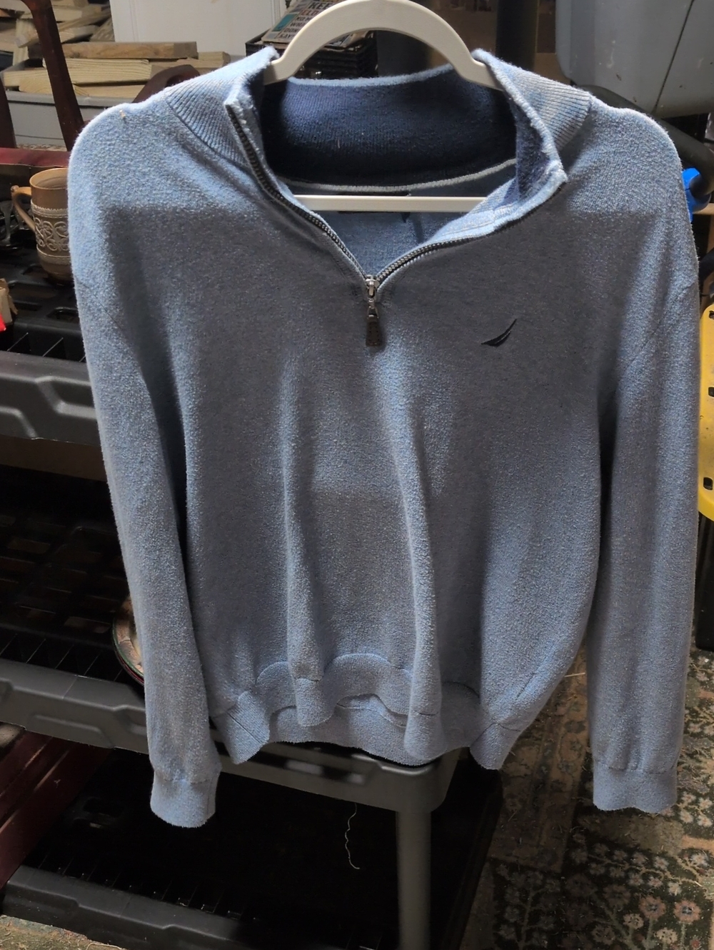 Nautica Light Blue Quarter-Zip Sweatshirt M nav tech china